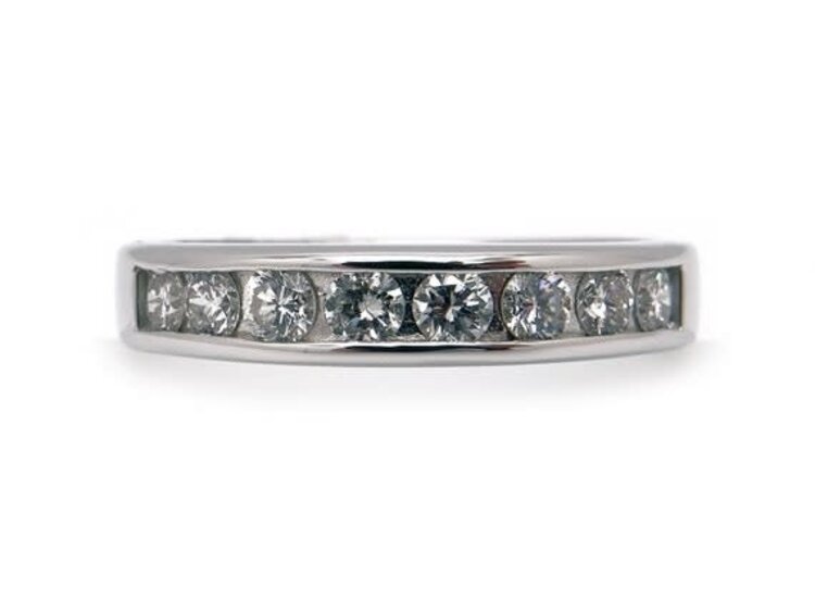 (Z) 14K .50CT SI1 G , WHITE GOLD ROUND DIAMOND CHANNEL BAND , NATURAL DIAMONDS
