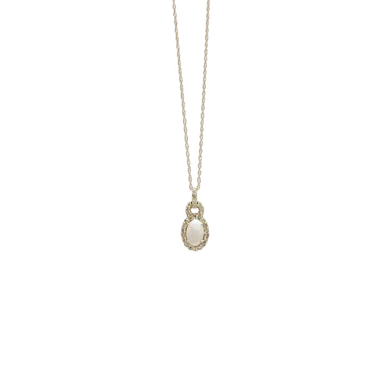 TRANSELCO (X) 10KY .18CT DIAMOND AND OPAL HALO PENDENT