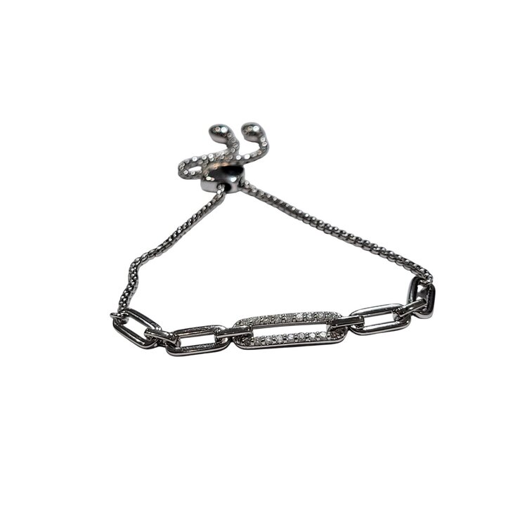 TRANSELCO (X) 925 .25CT DIAMOND LINK BOLO BRACELET