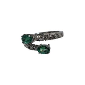 Ryan Gems Inc M(Y) 14K 1.00CT EMERALD .54CT DIAMOND BYPASS FASHION RING