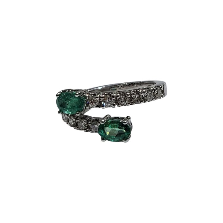 Ryan Gems Inc M(Y) 14K 1.00CT EMERALD .54CT DIAMOND BYPASS FASHION RING