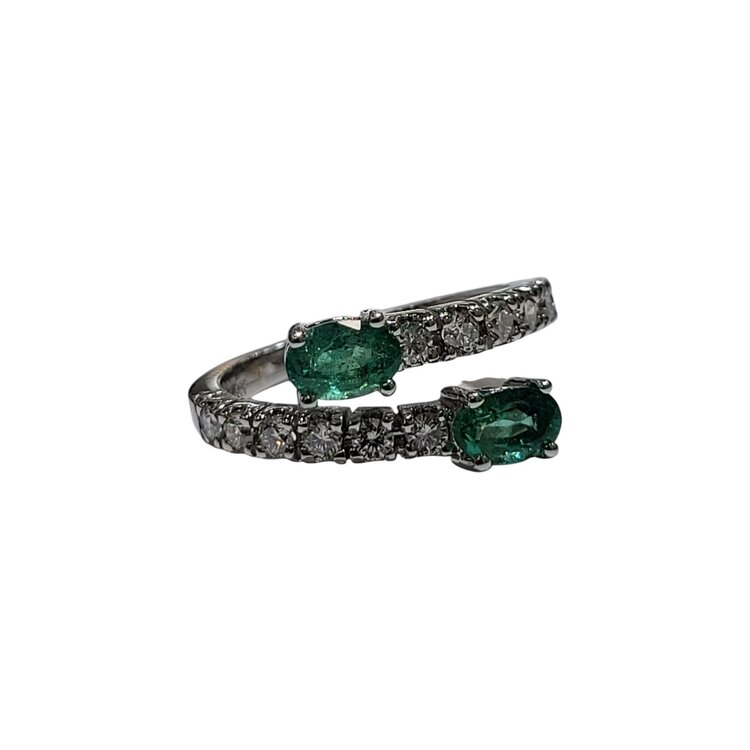Ryan Gems Inc M(Y) 14K 1.00CT EMERALD .54CT DIAMOND BYPASS FASHION RING