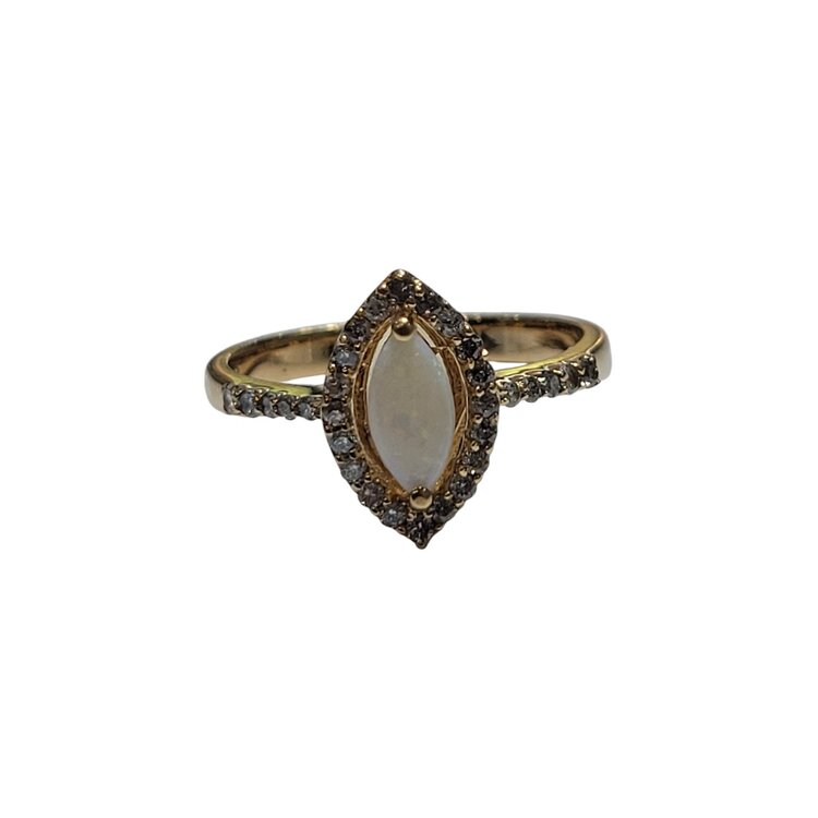 Ryan Gems Inc M(Y) 14KY .40CT OPAL MARQ CUT .26CT DIAMOND ACCENTED RING