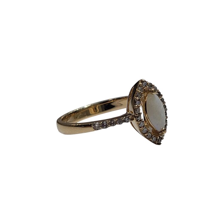 Ryan Gems Inc M(Y) 14KY .40CT OPAL MARQ CUT .26CT DIAMOND ACCENTED RING