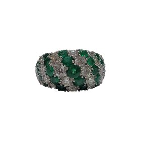 Ryan Gems Inc M(Y) 14K 1.82CT EMERALD ALTERNATING 2.00CT DIAMOND LADIES FASHION RING