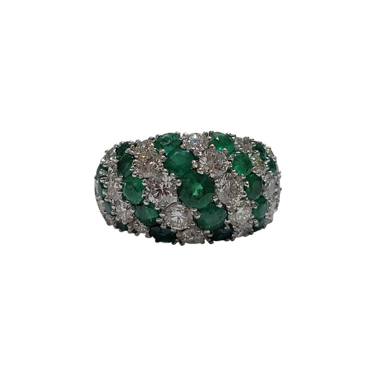 Ryan Gems Inc M(Y) 14K 1.82CT EMERALD ALTERNATING 2.00CT DIAMOND LADIES FASHION RING