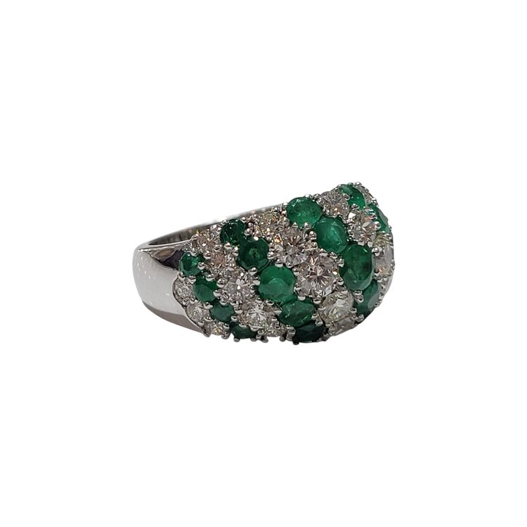 Ryan Gems Inc M(Y) 14K 1.82CT EMERALD ALTERNATING 2.00CT DIAMOND LADIES FASHION RING