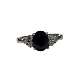 Ryan Gems Inc M(Y) 14K 1.50CT SAPPHIRE OVAL CUT .30CT DIAMOND ACCENTED RING
