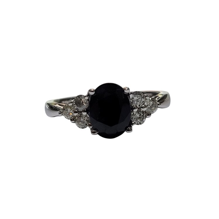 Ryan Gems Inc M(Y) 14K 1.50CT SAPPHIRE OVAL CUT .30CT DIAMOND ACCENTED RING