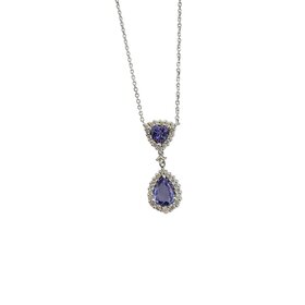 Ryan Gems Inc M(Y) 14K 1.50CT TANZ PEAR/TRILLION CUT .46CT DIAMOND HALO DROP NECKLACE