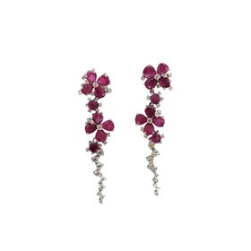 Ryan Gems Inc M(Y) 14K 9.60CT RUBY .87CT DIAMOND FANCY DANGLE DROP EARRINGS