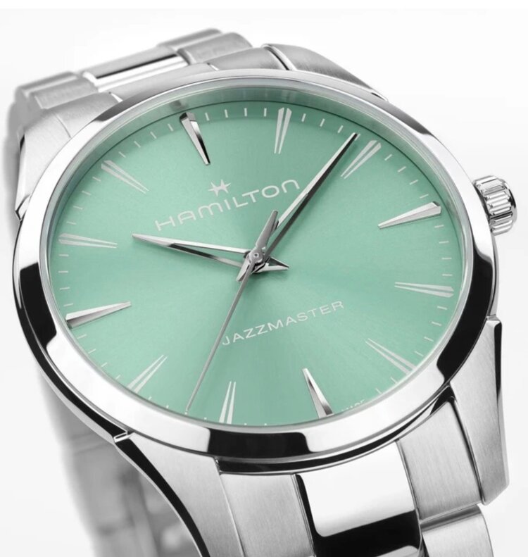 Hamilton HAMILTON JAZZMASTER/Reference H32461161/Caliber F06.105/Collection Jazzmaster /Movement quartz/Case size 40mm/Thickness 7.8mm/Dial Color Blue/Case Material Stainless Steel