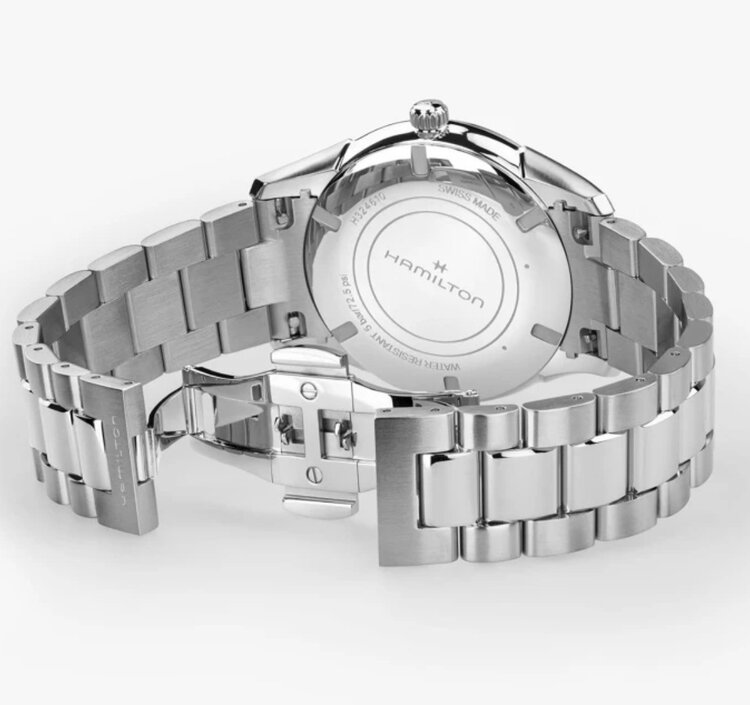 Hamilton HAMILTON JAZZMASTER/Reference H32461161/Caliber F06.105/Collection Jazzmaster /Movement quartz/Case size 40mm/Thickness 7.8mm/Dial Color Blue/Case Material Stainless Steel