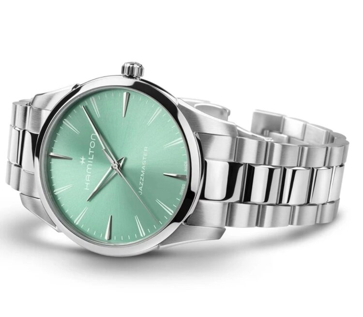 Hamilton HAMILTON JAZZMASTER/Reference H32461161/Caliber F06.105/Collection Jazzmaster /Movement quartz/Case size 40mm/Thickness 7.8mm/Dial Color Blue/Case Material Stainless Steel