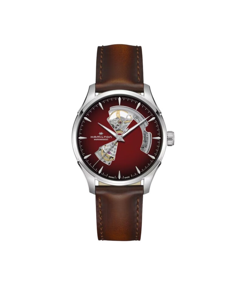 Hamilton HAMILTON JAZZ MASTER OPEN HEART/ Reference H32675570 / Caliber H-10 / Collection Jazzmaster /Movement Automatic/Case size 40MM/Thickness 11.05MM/Dial Color Red/Case Stainless Steel/Crystal Sapphire/80 hr pwr