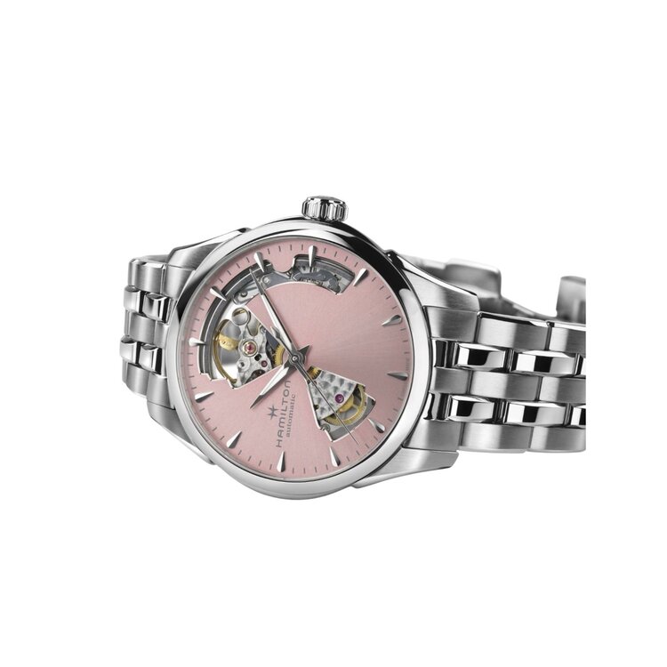 Hamilton HAMILTON JAZZ MASTER OPEN HEART/ Reference H32215170 / Caliber H-10 / Collection Jazzmaster /Movement Automatic/Case size 36MM/Thickness 10MM/Dial Color Pink/Case Stainless Steel/Crystal Sapphire/80 hr pwr