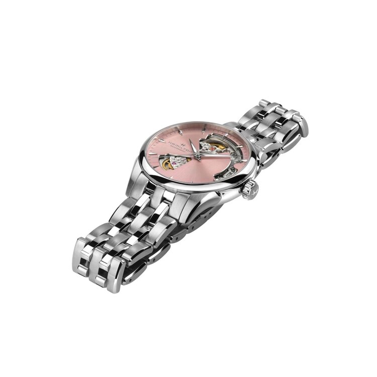 Hamilton HAMILTON JAZZ MASTER OPEN HEART/ Reference H32215170 / Caliber H-10 / Collection Jazzmaster /Movement Automatic/Case size 36MM/Thickness 10MM/Dial Color Pink/Case Stainless Steel/Crystal Sapphire/80 hr pwr