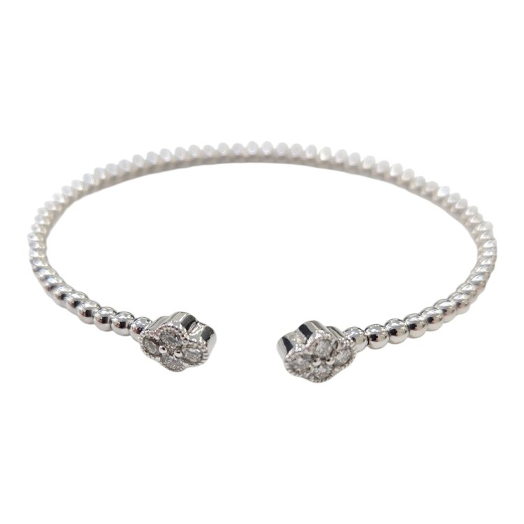 (Z) 925 .50CT LAB BANGLE BRACELET, SILVER CUFF BRACELET WITH 8 ROUND LAB GROWN DIAMONDS