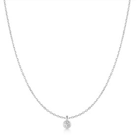 ANIA HAIE Silver Bezel Set Necklace • Material: 925 Sterling Silver with Rhodium Plating and Cubic Zirconia• Necklace length: 40.5mm with 75mm extender • Weight: 2.0g