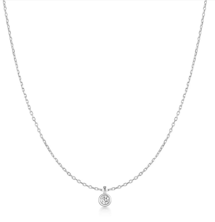 ANIA HAIE Silver Bezel Set Necklace • Material: 925 Sterling Silver with Rhodium Plating and Cubic Zirconia• Necklace length: 40.5mm with 75mm extender • Weight: 2.0g