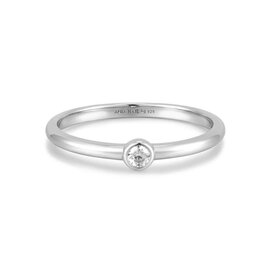 ANIA HAIE Silver Half Round Cubic Zirconia Ring Material: 925 Sterling Silver with Rhodium Plating with Cubic Zirconia • Ring Size: 7  • Weight: 1.4g