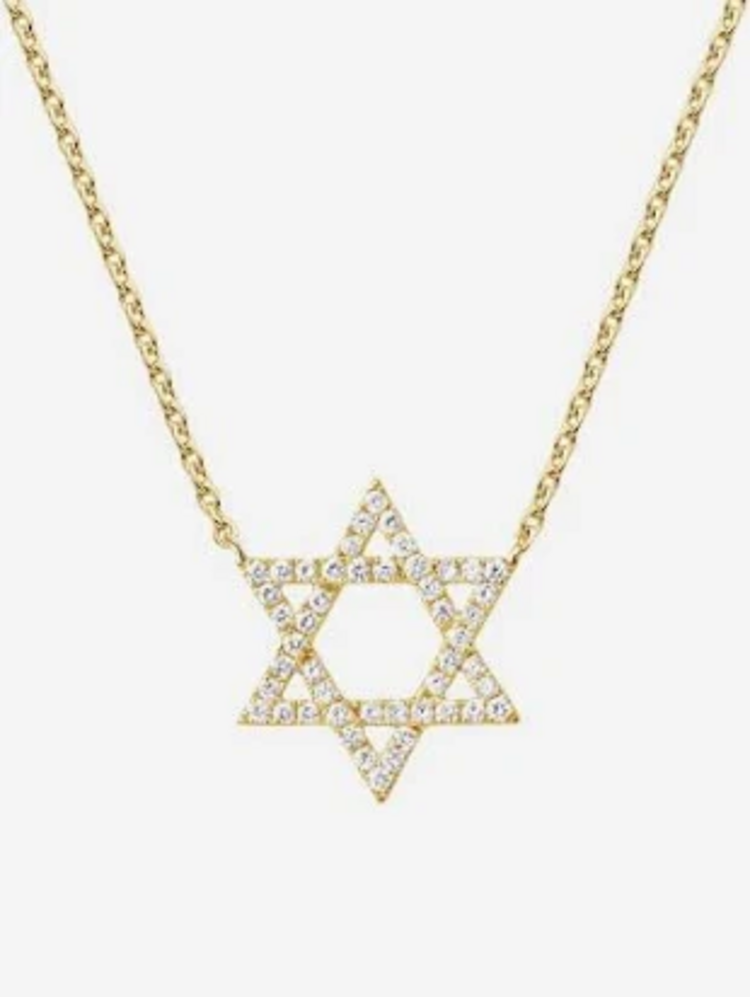 MR BRACELET (X) 14K .40CT STAR DAVID, YELLOW GOLD STAR OF DAVID NATURAL DIAMOND NECKLACE WITH 48 ROUND DIAMONDS