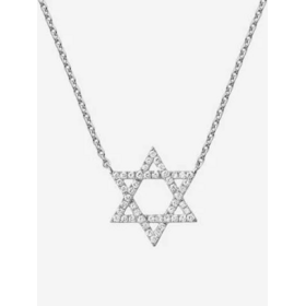 MR BRACELET (X) 14K .14CT STAR OF DAVID, WHITE GOLD STAR OF DAVID WITH NATURAL DIAMONDS, 48 ROUND DIAMONDS