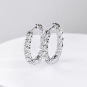 MR BRACELET (X)14KW .82CT LAB GROWN DIAMONDS HUGGIE INSIDE-OUT HOOPS, 24 STONES