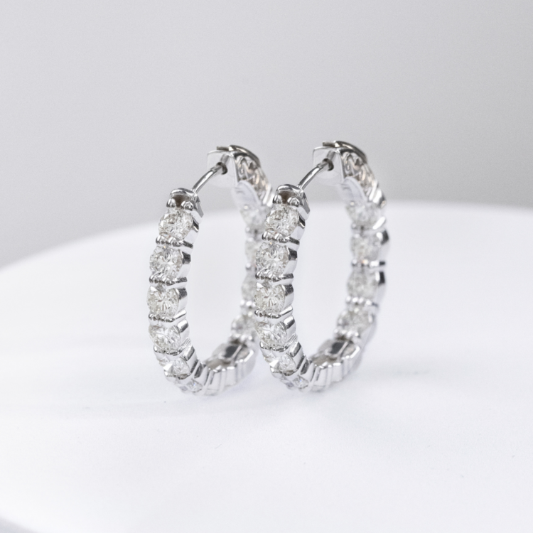 MR BRACELET (X)14KW .82CT LAB GROWN DIAMONDS HUGGIE INSIDE-OUT HOOPS, 24 STONES