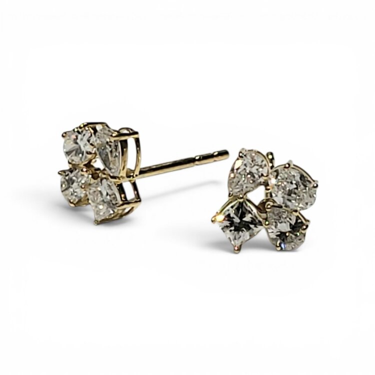 MR BRACELET (X) 14KY .82CT LAB VS1 E , YELLOW GOLD LAB GROWN DIAMOND MULTI SHAPE STUDS