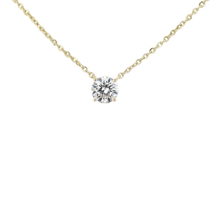 (X) 14KY .54CT SI2 K OLD MINE BRILLIANT SOLITAIRE NECKLACE GIA 1246009426