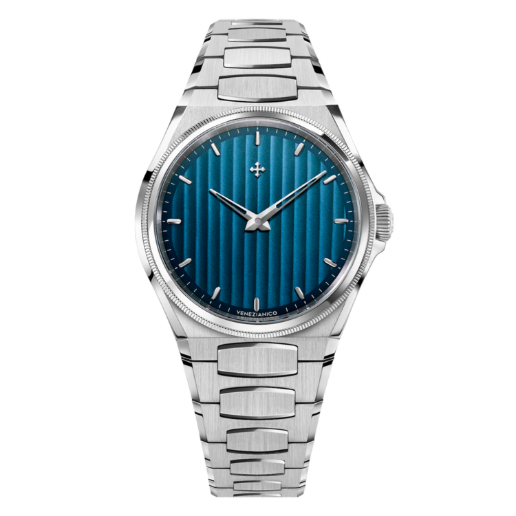 VENEZIANICO Venezianico Arsenale 40 - 6221502C , CASE MATERIAL: 316L Stainless Steel DIMENSIONS: Ø40mm, lug-to-lug 44mm THICKNESS: 8.95mm, including crystal DIAL: Vertical Côtes de Genève finish MOVEMENT: Miyota 9029 Automatic CRYSTAL: Sapphire