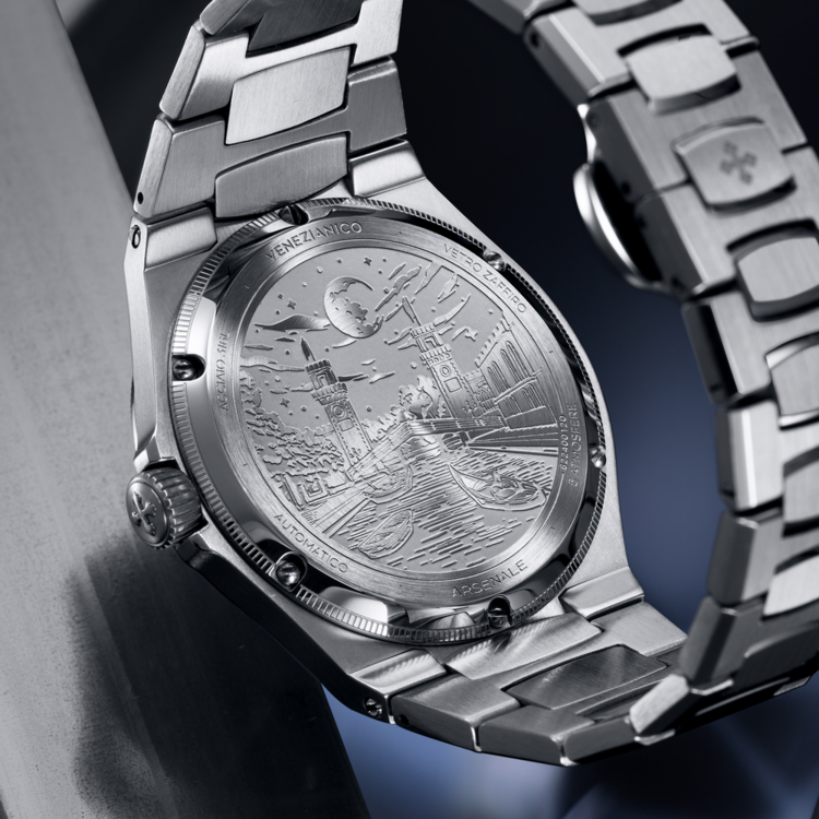 VENEZIANICO Venezianico Arsenale 40 - 6221502C , CASE MATERIAL: 316L Stainless Steel DIMENSIONS: Ø40mm, lug-to-lug 44mm THICKNESS: 8.95mm, including crystal DIAL: Vertical Côtes de Genève finish MOVEMENT: Miyota 9029 Automatic CRYSTAL: Sapphire