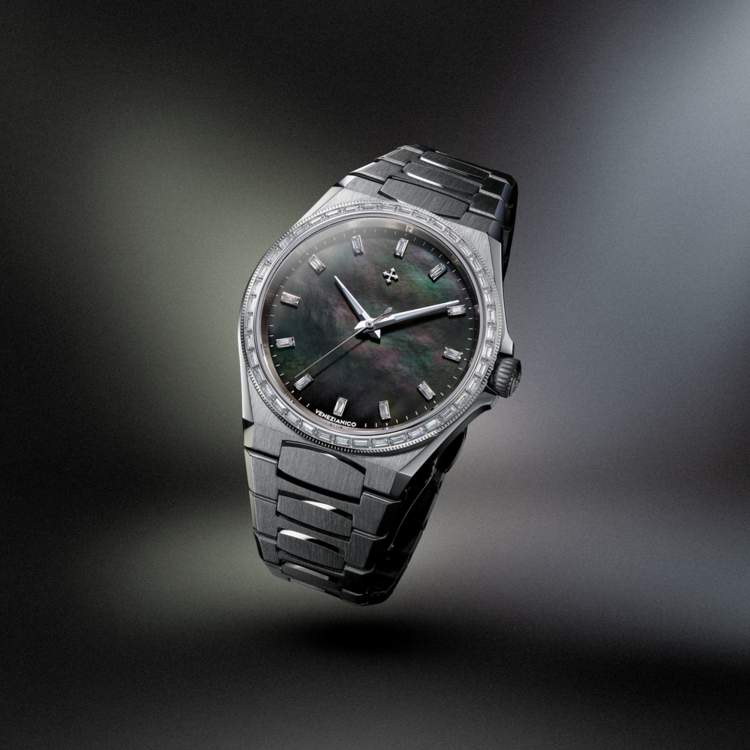 VENEZIANICO Venenianico Arsenale Moissanite - 6121514C ,DIMENSIONS: Ø37mm, including crystal BEZEL: Stainless Steel, with baguette-cut lab-grown moissanite , hand-set DIAL: Mother of pearl, indexes with baguette-cut lab-grown moissanite, MOVEMENT: Miyota 9039