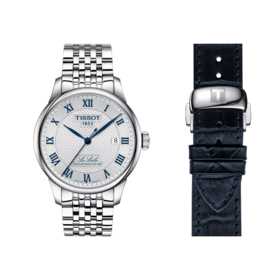 TISSOT TISSOT LE LOCLE 20TH ANNIVERSARY 39.3MM T006.407.11.033.03 Blue leather strap included Diameter:39.3 mm 316L stainless steel case Scratch-resistant sapphire crystal See-through caseback Swiss automatic movement Up to 80 hours power reserve