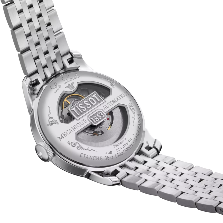 TISSOT TISSOT LE LOCLE 20TH ANNIVERSARY 39.3MM T006.407.11.033.03 Blue leather strap included Diameter:39.3 mm 316L stainless steel case Scratch-resistant sapphire crystal See-through caseback Swiss automatic movement Up to 80 hours power reserve