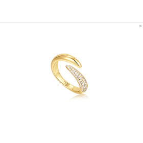 ANIA HAIE Two Tone Square and Circle Bezeled Ring Material: 925 Sterling Silver with Rhodium Plating and 14kt Gold Plating and Cubic Zirconia • Ring Size: 7  • Weight: 1.6g