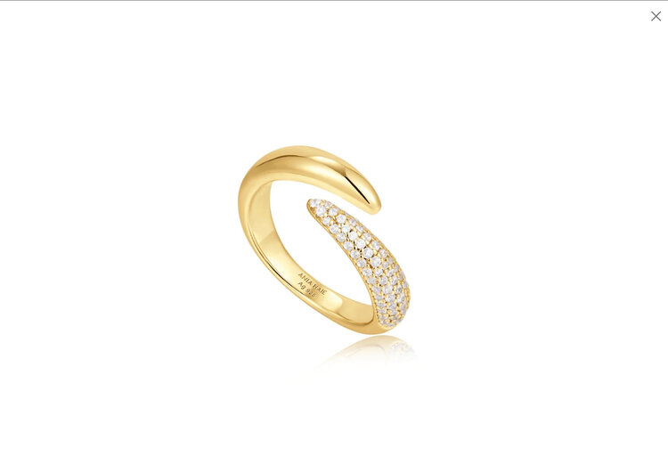 ANIA HAIE Two Tone Square and Circle Bezeled Ring Material: 925 Sterling Silver with Rhodium Plating and 14kt Gold Plating and Cubic Zirconia • Ring Size: 7  • Weight: 1.6g