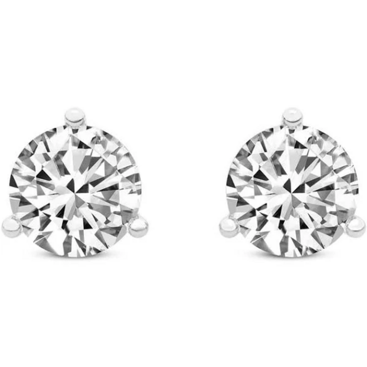 DIAMOND TRADERS INTERNATIONAL (Z) 14K 2CT E VS LAB STUDS, WHITE GOLD MARTINI LAB GROWN DIAMOND STUD EARRINGS, 2.00CT TOTAL WEIGHT ROUND DIAMOND STUDS, CERTIFIED IOGI # LG-MRTRD200-GW3LPB, E-F , VS2-1