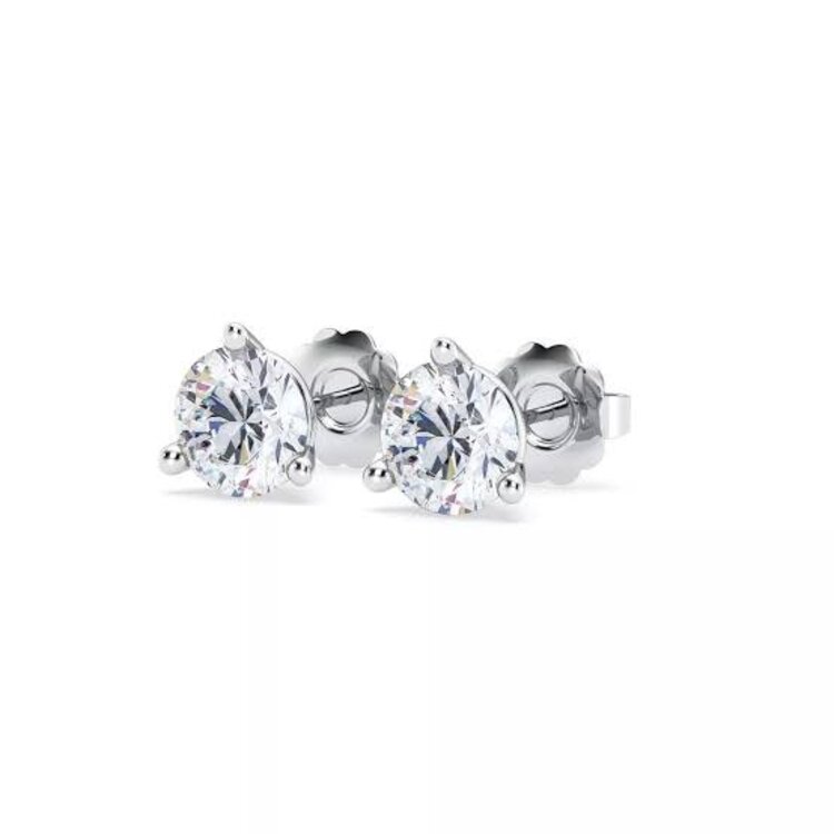 DIAMOND TRADERS INTERNATIONAL (Z) 14K 1CT E VS LAB STUDS, WHITE GOLD MARTINI LAB GROWN DIAMOND STUD EARRINGS, 1.00CT TOTAL WEIGHT ROUND DIAMOND STUDS, CERTIFIED IOGI # LG-MRTRD100-GW3LPB, E-F , VS2-1