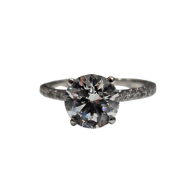 PEJAY (X) 14K 2.00CT LAB VS1 D .35MT , WHITE GOLD LAB GROWN DIAMOND BRIDAL RING, CATHEDRAL SETTING WITH NATURAL DIAMONDS ON THE SETTING, CENTER ROUND DIAMOND CERTIFIED BY IGI # LG740508262