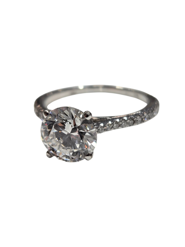 PEJAY (X) 14K 2.00CT LAB VS1 D .35MT , WHITE GOLD LAB GROWN DIAMOND BRIDAL RING, CATHEDRAL SETTING WITH NATURAL DIAMONDS ON THE SETTING, CENTER ROUND DIAMOND CERTIFIED BY IGI # LG740508262
