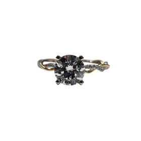 PEJAY (X) 14K 1.50CT LAB F VS2 .22MT , WHITE & YELLOW GOLD BRIDAL TWIST DESIGNED RING,  1.50CT ROUND LAB GROWN DIAMOND CENTER IGI CERTIFIED # LG644470115,  .22CTS ON THE SETTING