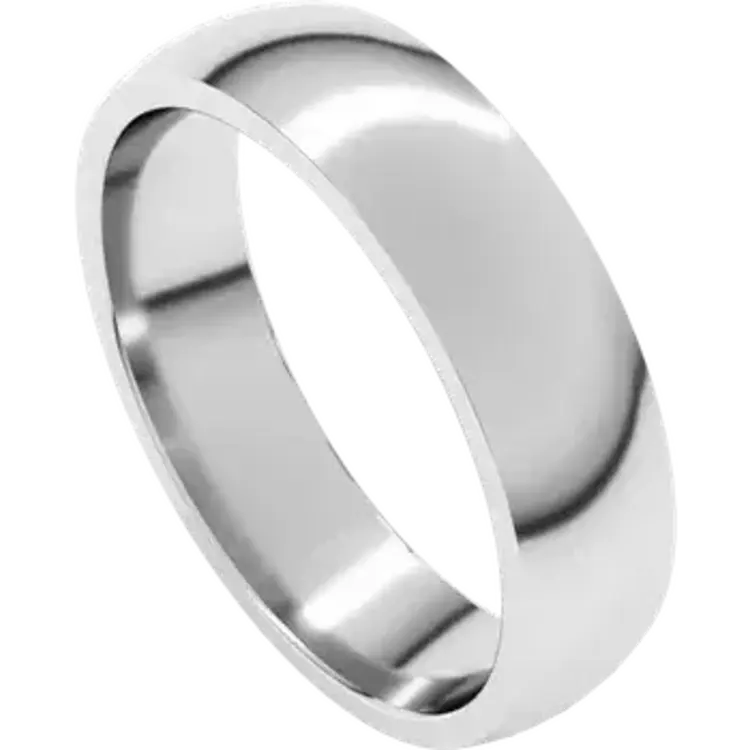 (Y)14K White Gold Comfort Fit Lightweight Half Round Band: WIDTH5 mm FINGER SIZE9 THICKNESS1.6 mm