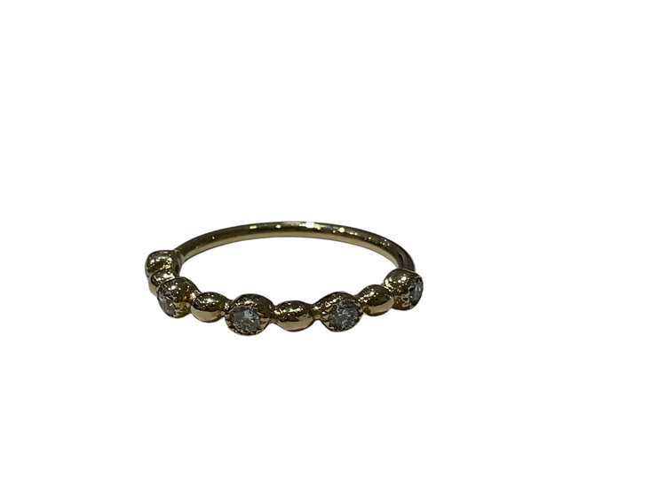 (X) 14K .20CT BAND , YELLOW GOLD STACKABLE STYLE BAND WITH NATURAL ROUND DIAMONDS