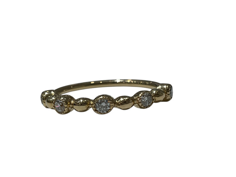 (X) 14K .20CT BAND , YELLOW GOLD STACKABLE STYLE BAND WITH NATURAL ROUND DIAMONDS