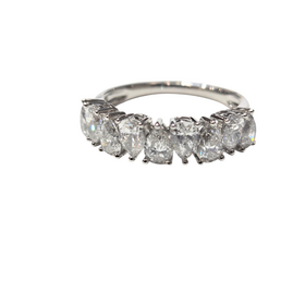 DIAMOND TRADERS INTERNATIONAL (Z) 10K 2CT LAB VS1 F , WHITE GOLD LAB GROWN DIAMOND BAND, 2 CARATS TOTAL, 9 PEAR SHAPES