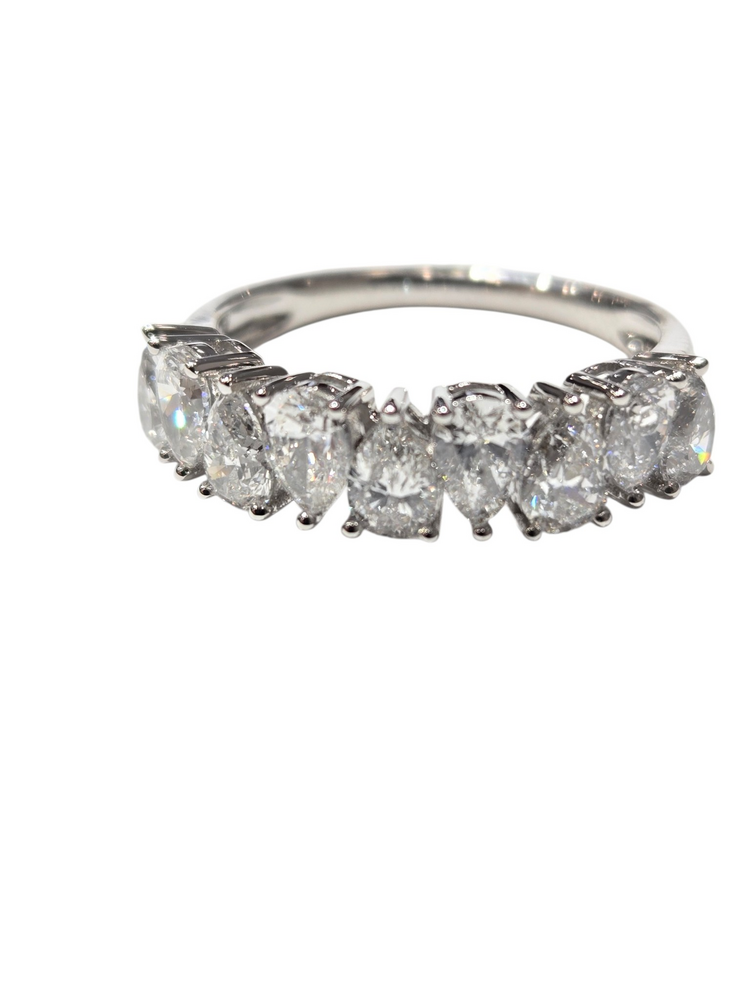 DIAMOND TRADERS INTERNATIONAL (Z) 10K 2CT LAB VS1 F , WHITE GOLD LAB GROWN DIAMOND BAND, 2 CARATS TOTAL, 9 PEAR SHAPES
