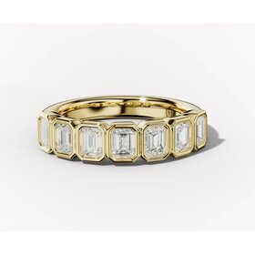 META JEWELRY INC (Z) 14K 2.00CT VS1 F BAND, YELLOW GOLD LAB GROWN DIAMOND BAND, 7 EMERALD CUT DIAMONDS BEZEL SET