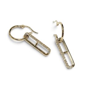 HEERA MOTI (Y) 14KY 0.17CT DIAMOND ACCENTED PAPERCLIP STYLE DANGLE EARRINGS
